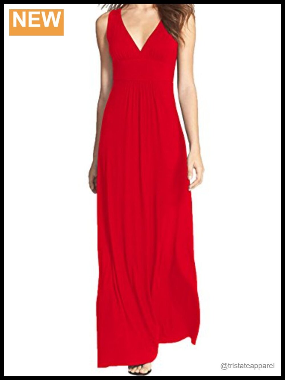 Sleeveless Deep V Neck Loose Plain Long Maxi Casual Dress Polyester Spandex